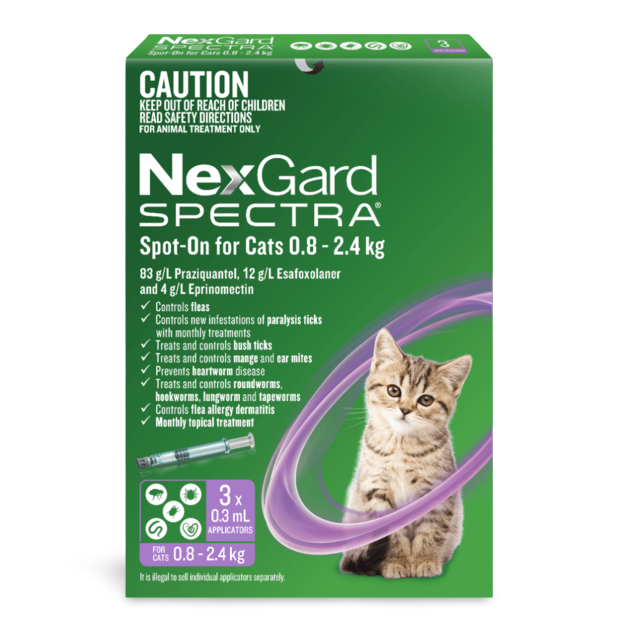 【預訂團|澳洲直送】澳洲版Nexgard Spectra Spot On 貓用全方位驅蟲滴劑 6支裝 (0.8 - 2.4KG)