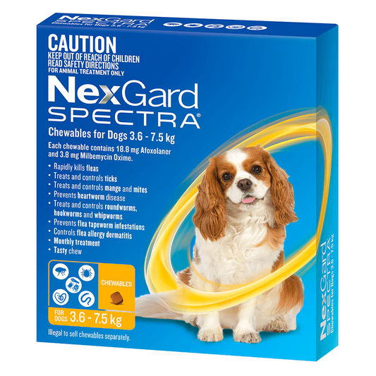 【預訂團｜澳洲直送】澳洲版 Nexgard Spectra Medium Dogs (3.6 - 7.5kg) 6粒裝