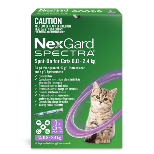 【預訂團｜澳洲直送】澳洲版Nexgard Spectra Spot On 貓用全方位驅蟲滴劑 6支裝 （0.8 - 2.4KG）